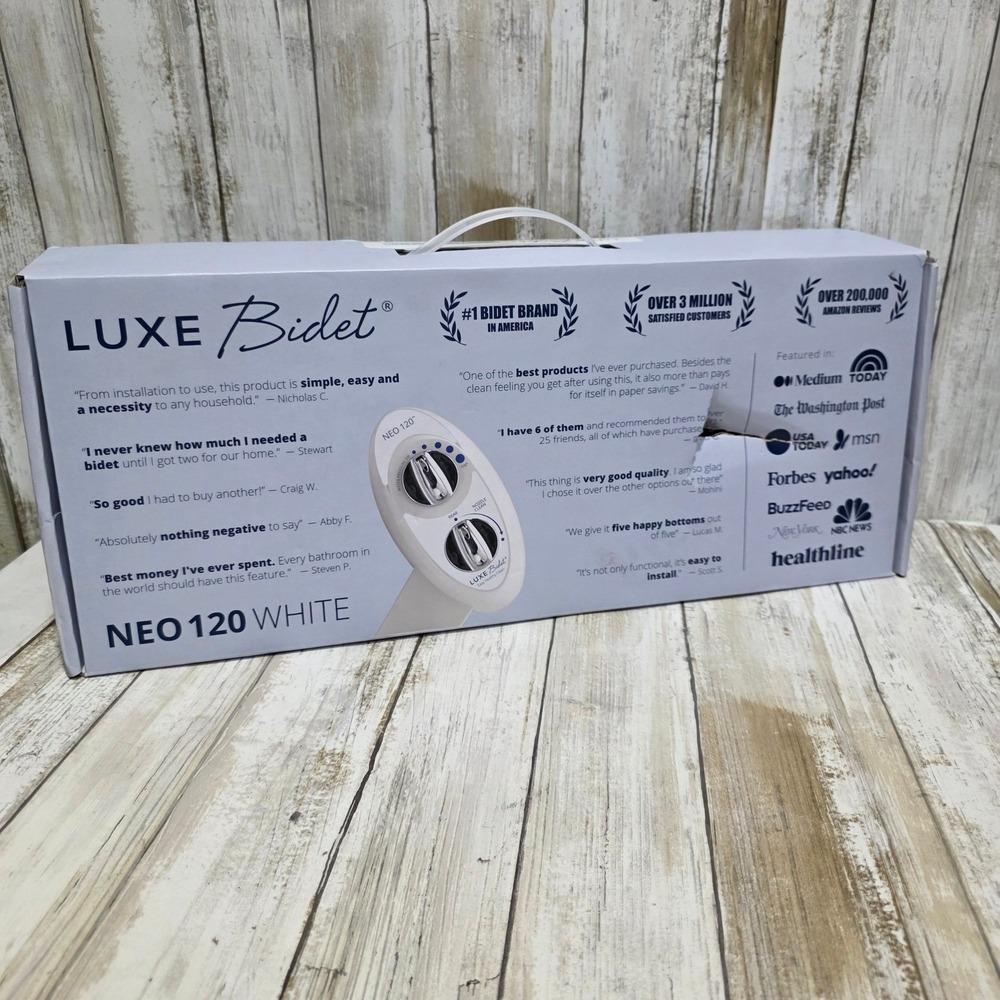 Luxe Bidet Neo 120 White Self-Cleaning Nozzle Bidet Attachment Home Installation